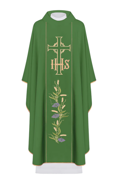 Chasuble with IHS and cross, gold embroidery