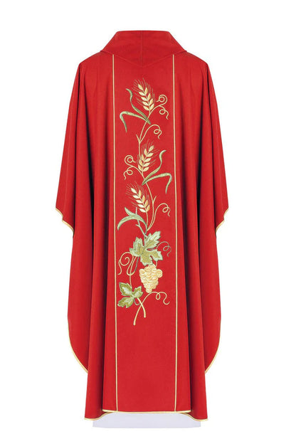 Chasuble on a belt embroidered with the IHS symbol, ears and grapes